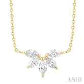 1/3 Ctw Semi-Circle Chevron Marquise Cut Diamond Fashion Necklace in 14K Yellow Gold